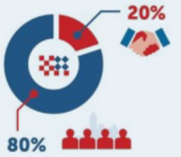 Grafiek met de rollen van RNOB 20% Partner, Verbinder en Trekker/eigenaar 80% Platformfunctie