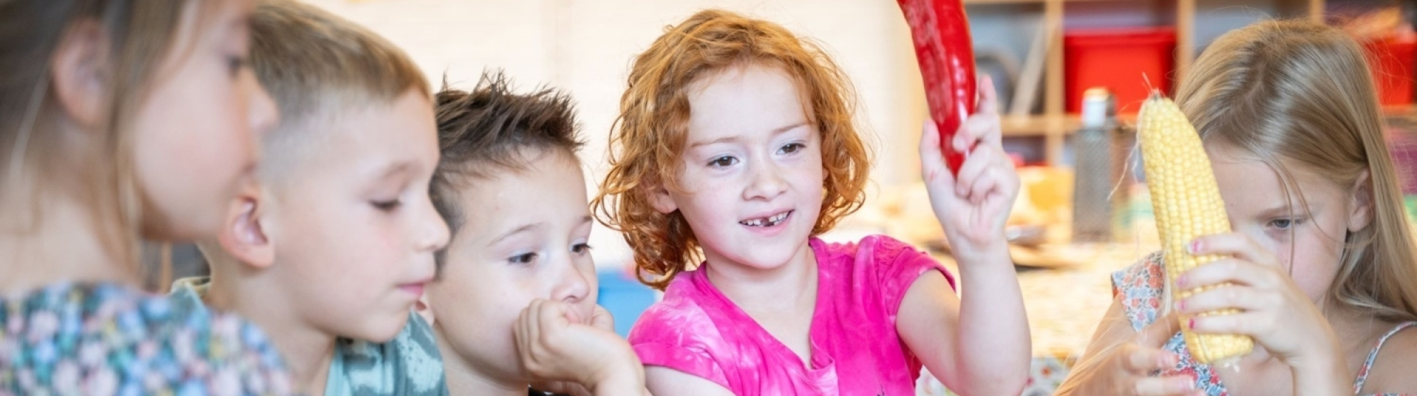 Kinderen leren over gezonde groenten aan de hand van groentenspelletjes
